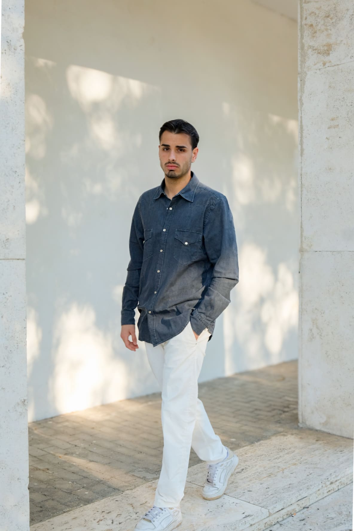 Camicia in denim da uomo made in italy