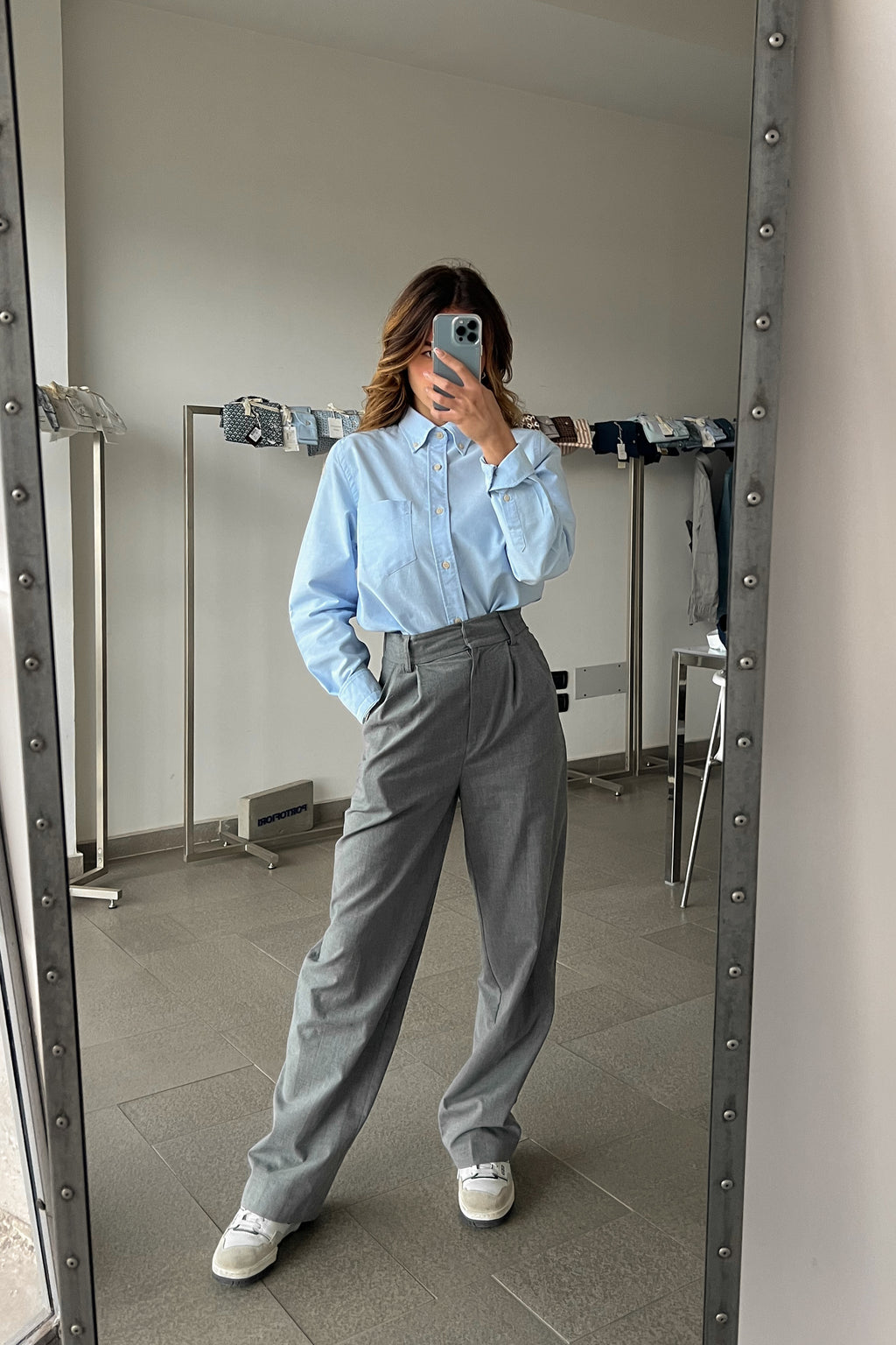 Camicia oxford di cotone azzurra donna – 100% cotone