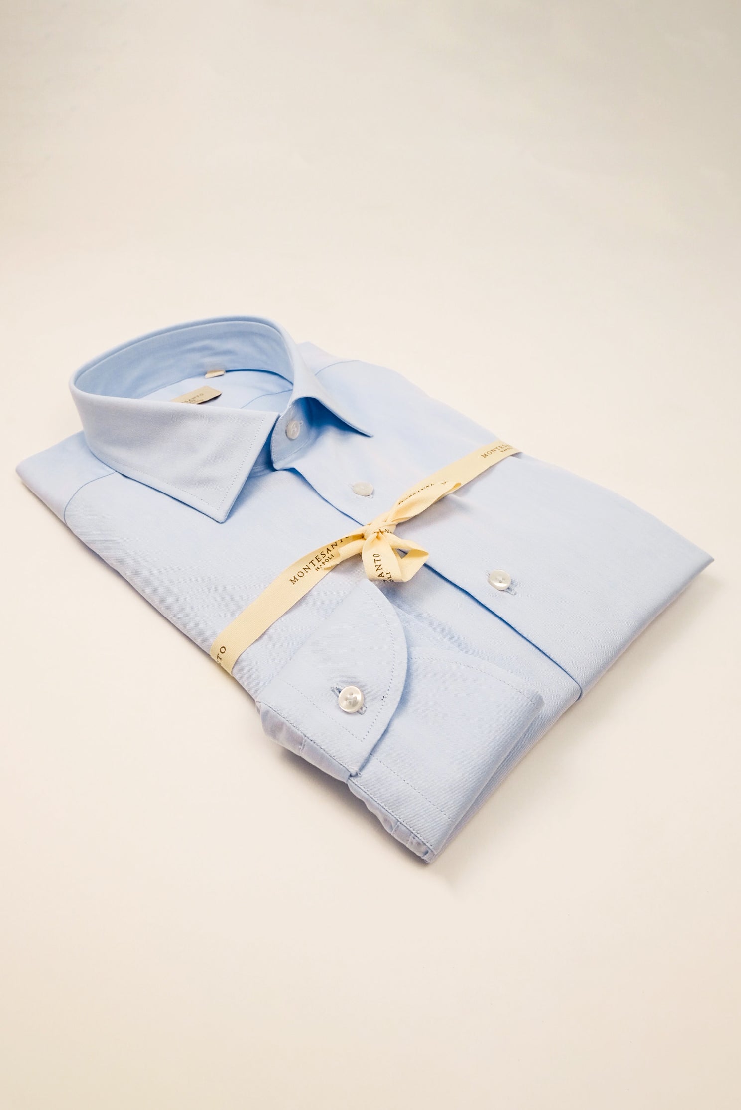 Camicia Collo Francese Tinta Unita Twill azzurra