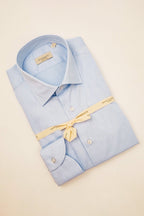 Camicia Collo Francese Tinta Unita Twill azzurra