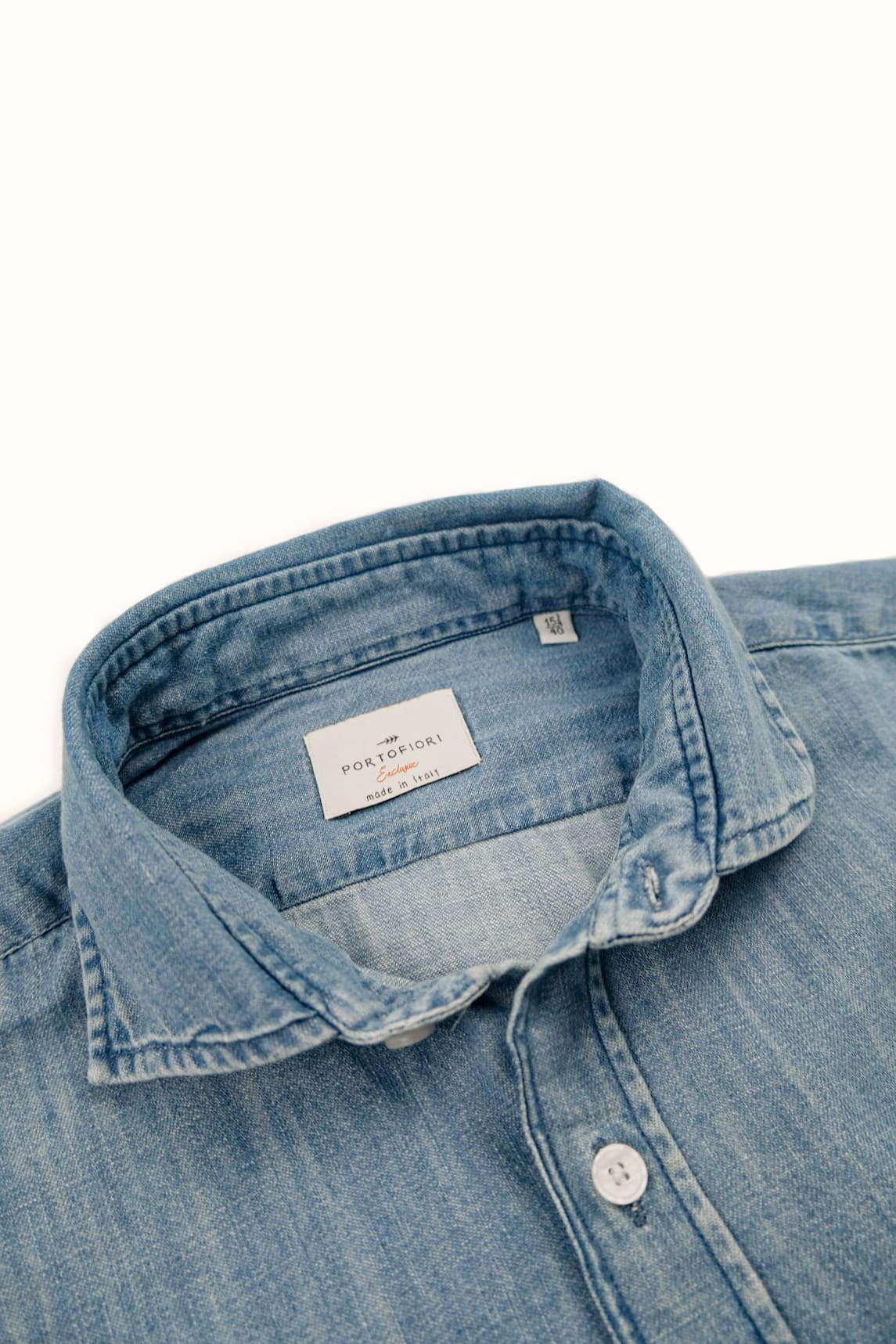 camicia in denim da uomo made in italy portofiori