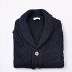 Cardigan intrecciato in lana alpaca da uomo Made in Italy blu