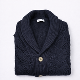 Cardigan intrecciato in lana alpaca da uomo Made in Italy blu