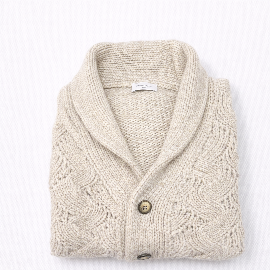 Cardigan intrecciato in lana e alpaca beige