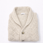 Cardigan intrecciato in lana e alpaca beige