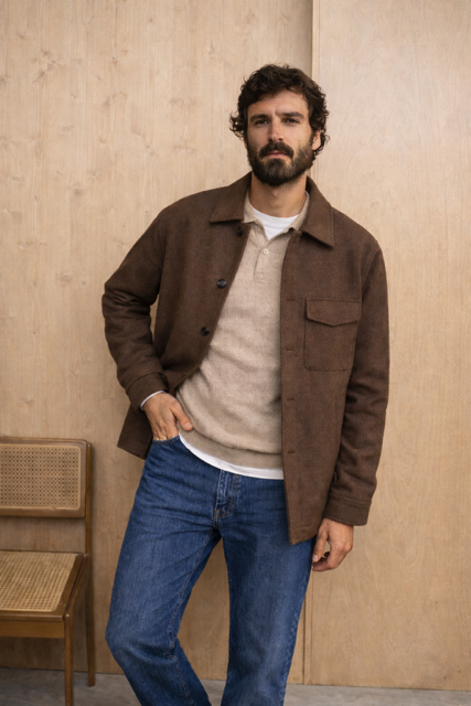 Polo maglione in lana e cashmere beige