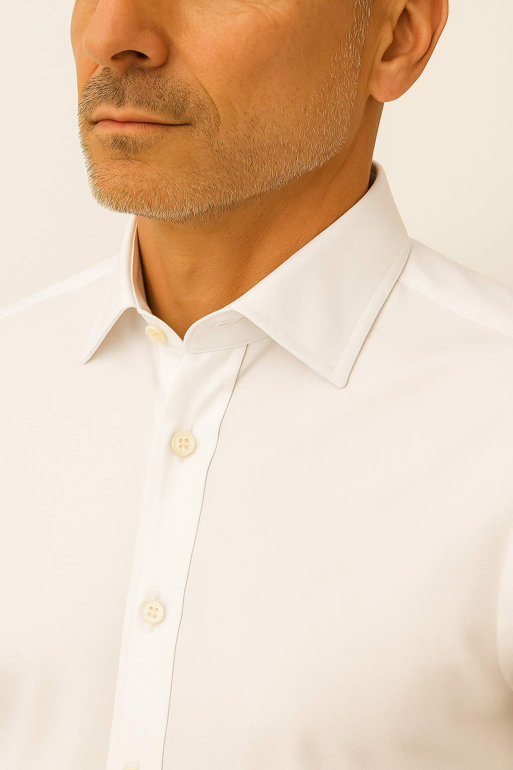 Camicia Collo Francese Tinta Unita Twill bianco