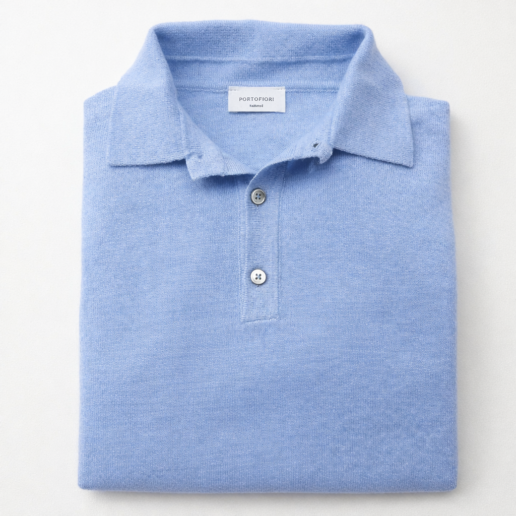 Polo maglione in lana e cashmere azzurra