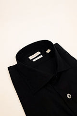 camicia da donna tinta unita di cotone popeline nera made in italy
