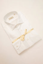 camicia classica bianca di cotone da uomo collo francese