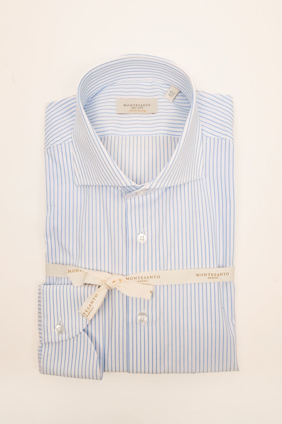 camicia classica rigata azzurra di cotone da uomo azzurra