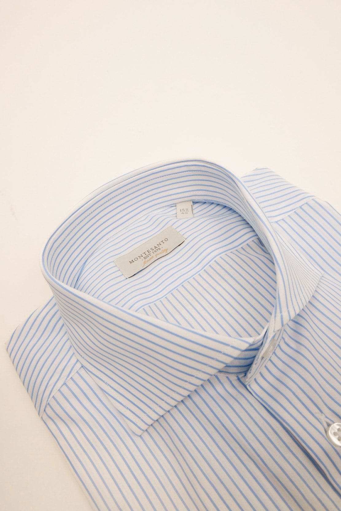 camicia classica rigata azzurra di cotone da uomo collo francese
