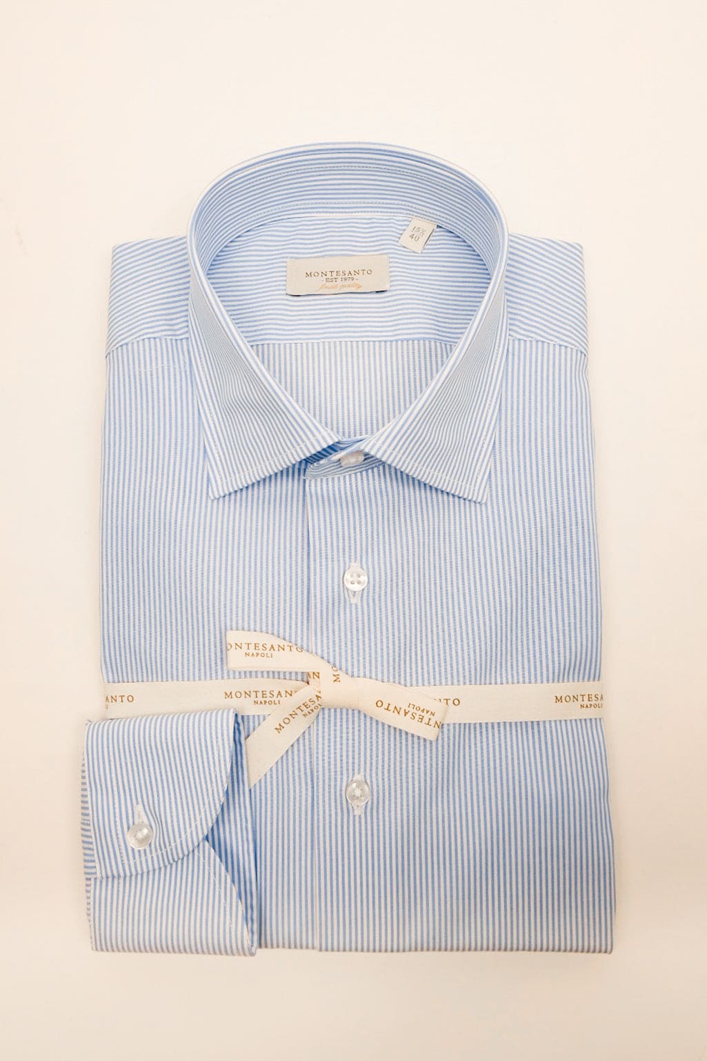 camicia classica rigata azzurra di cotone da uomo collo francese