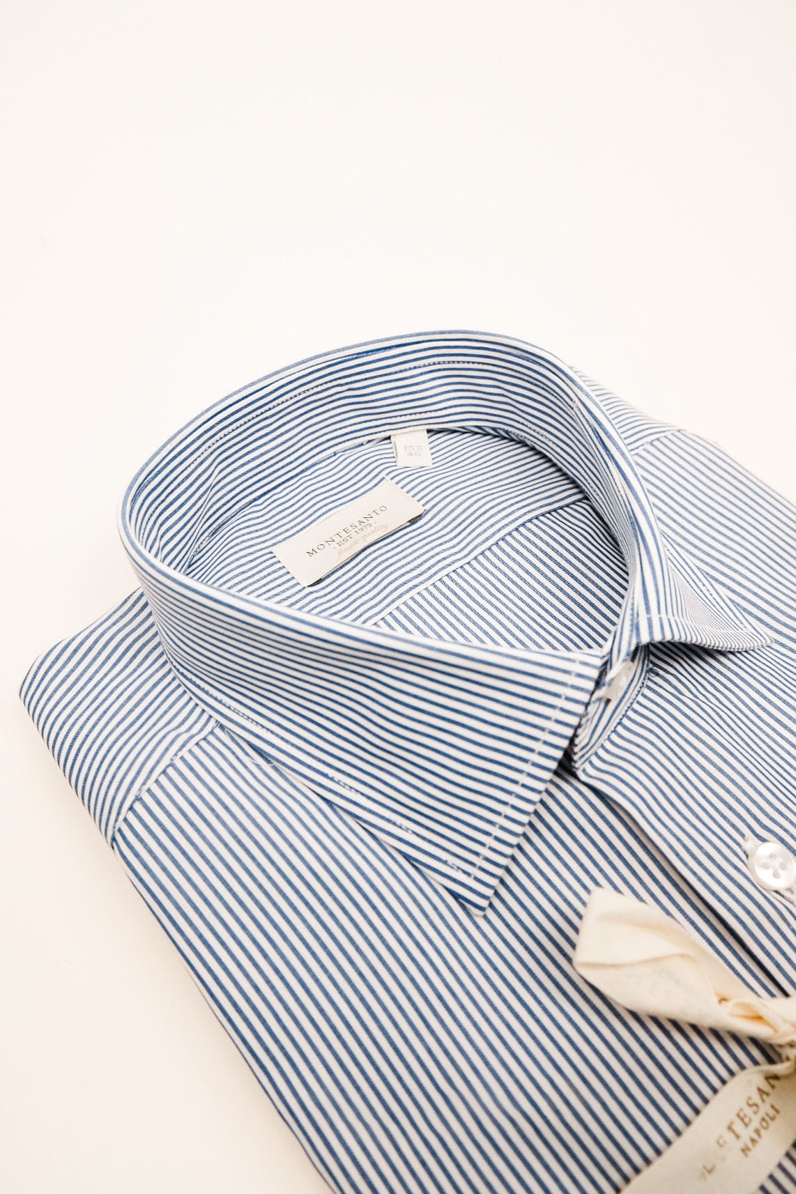 camicia classica rigata blu di cotone da uomo collo francese