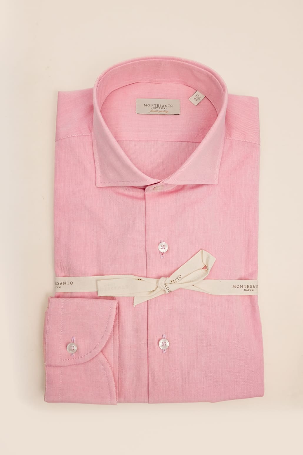 camicia classica di cotone rosa da uomo 