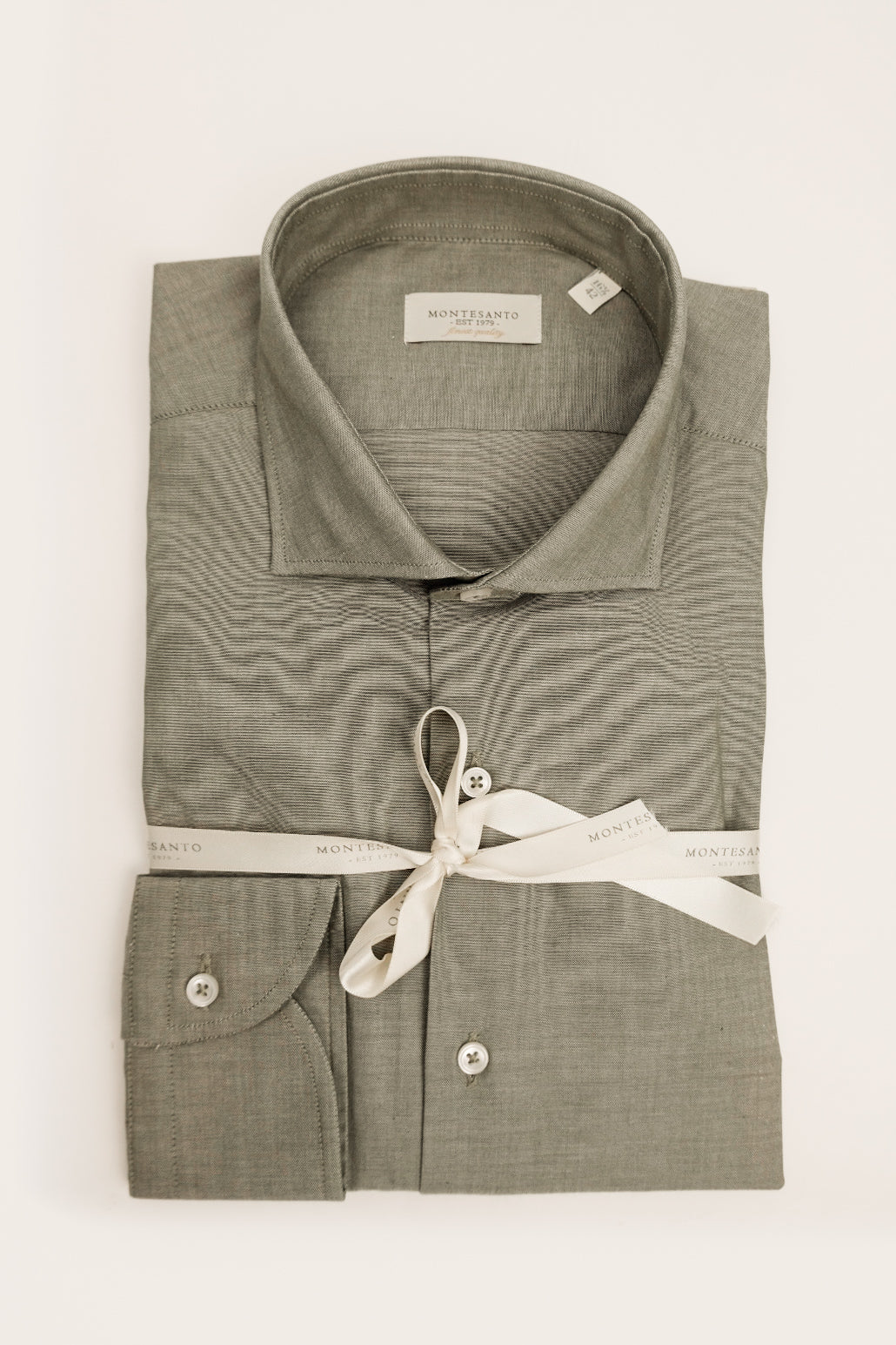 camicia classica di cotone da uomo verde militare