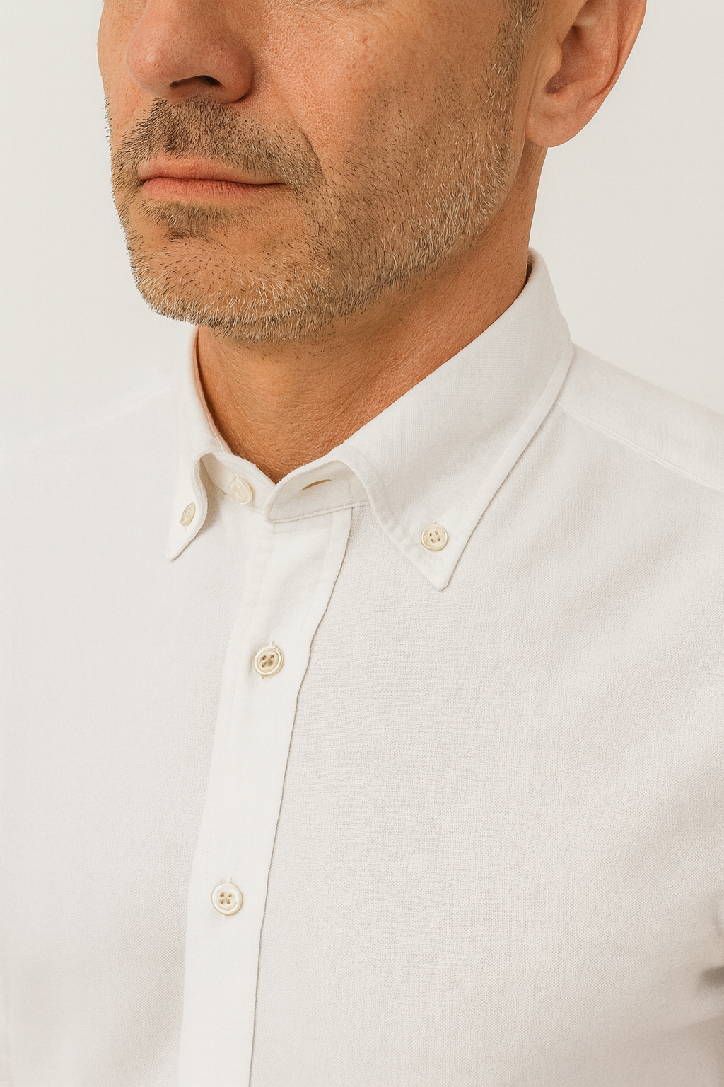 camicia collo botton down uomo made in italy oxford bianco