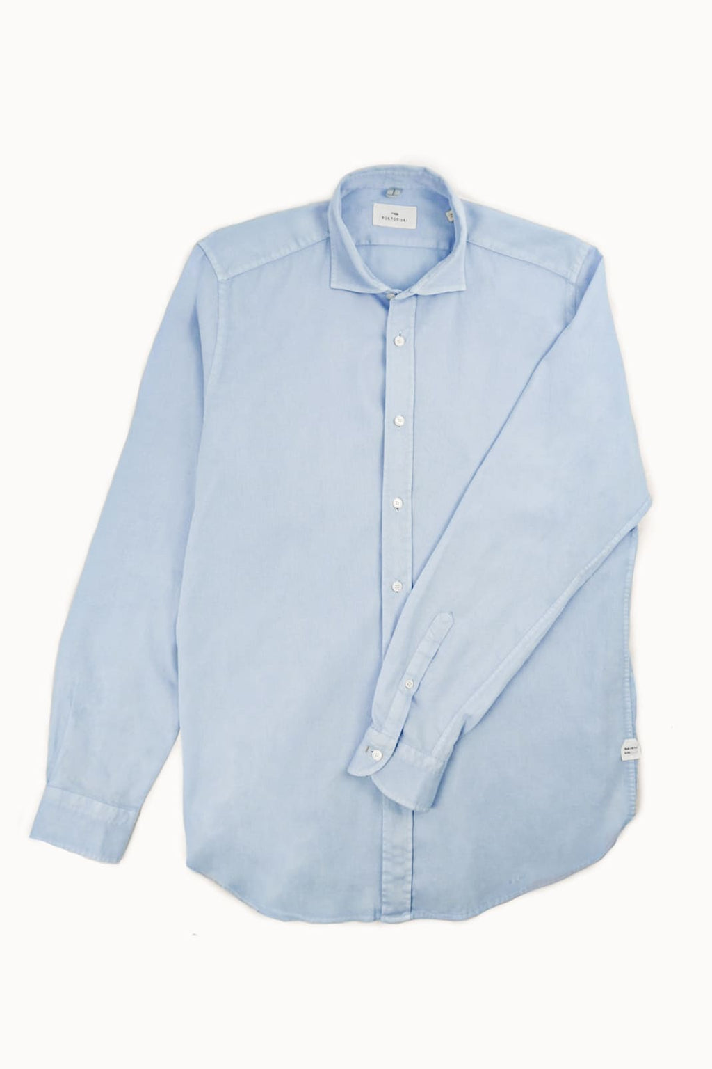 camicia italiana portofiori in cotone operato azzurro made in italy