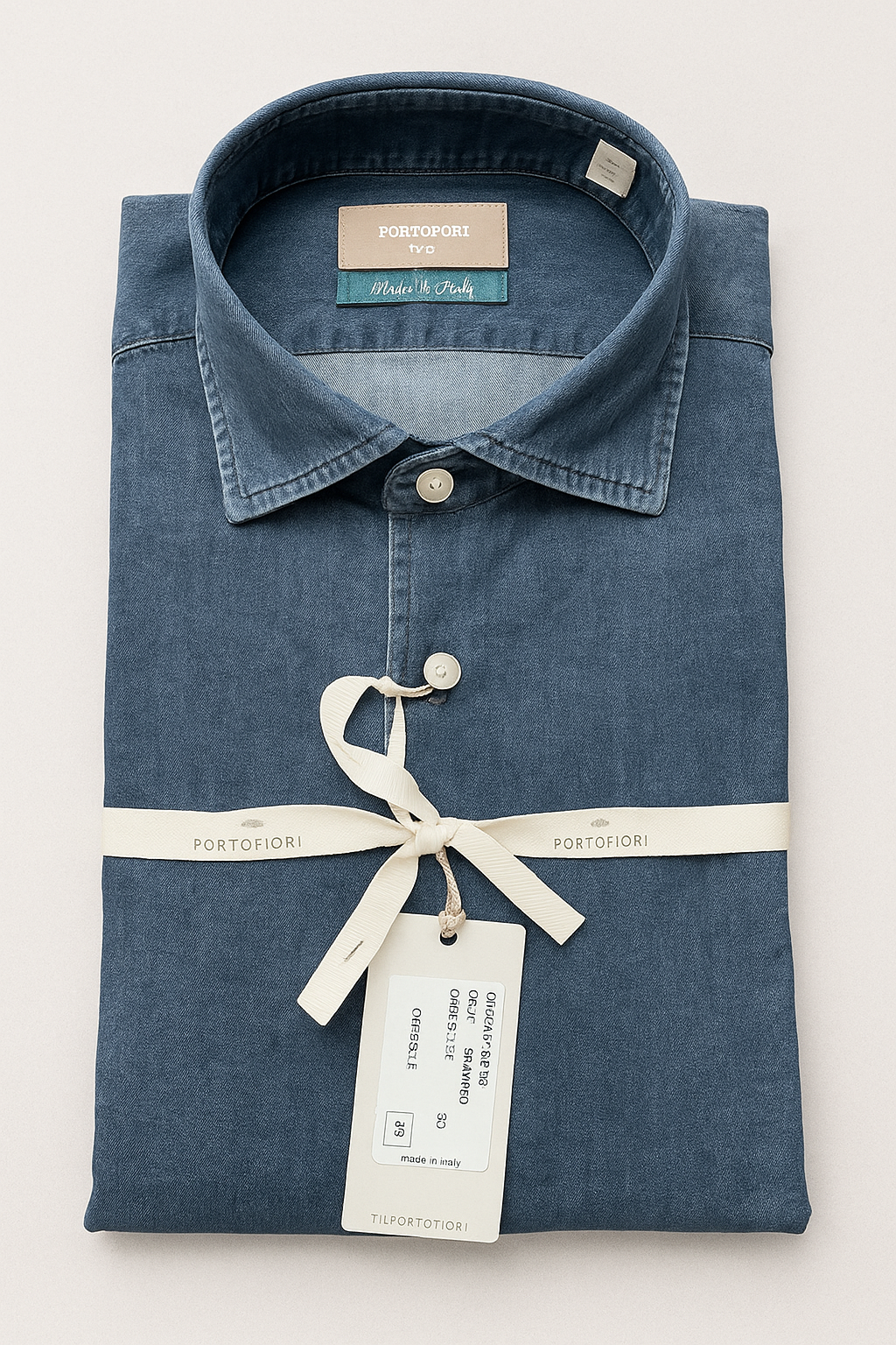 camicia da uomo denim stretch lblu portofiori made in iltay