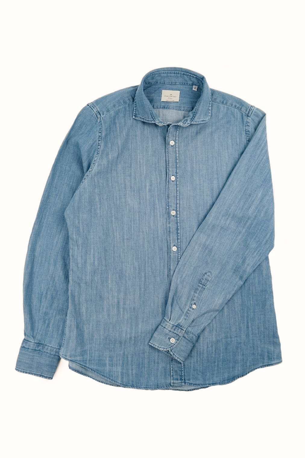 Camicia Collo francese Tinta Unita Indaco Blue jeans