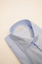 camicia da donna di cotone tinta unita popeline azzurra made in italy
