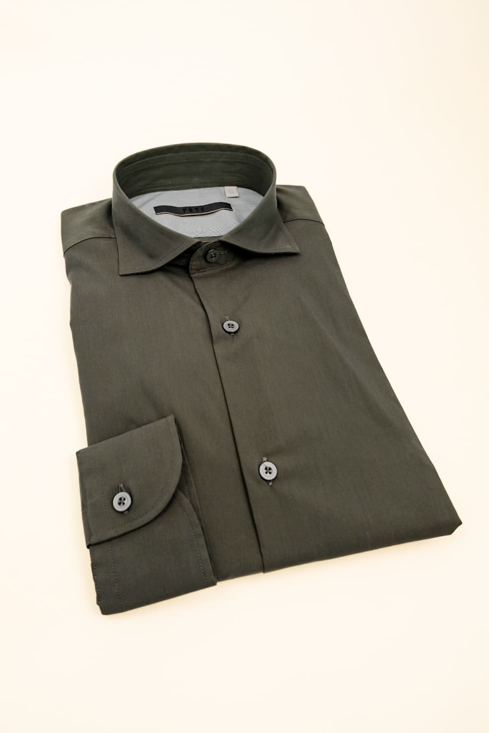 camicia da donna tinta unita popeline verde militare made in italy