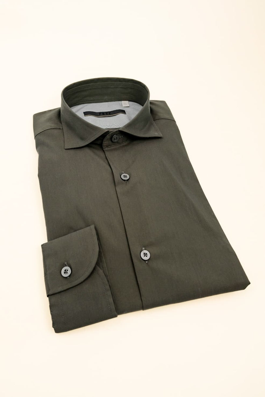 camicia da donna tinta unita popeline verde militare made in italy