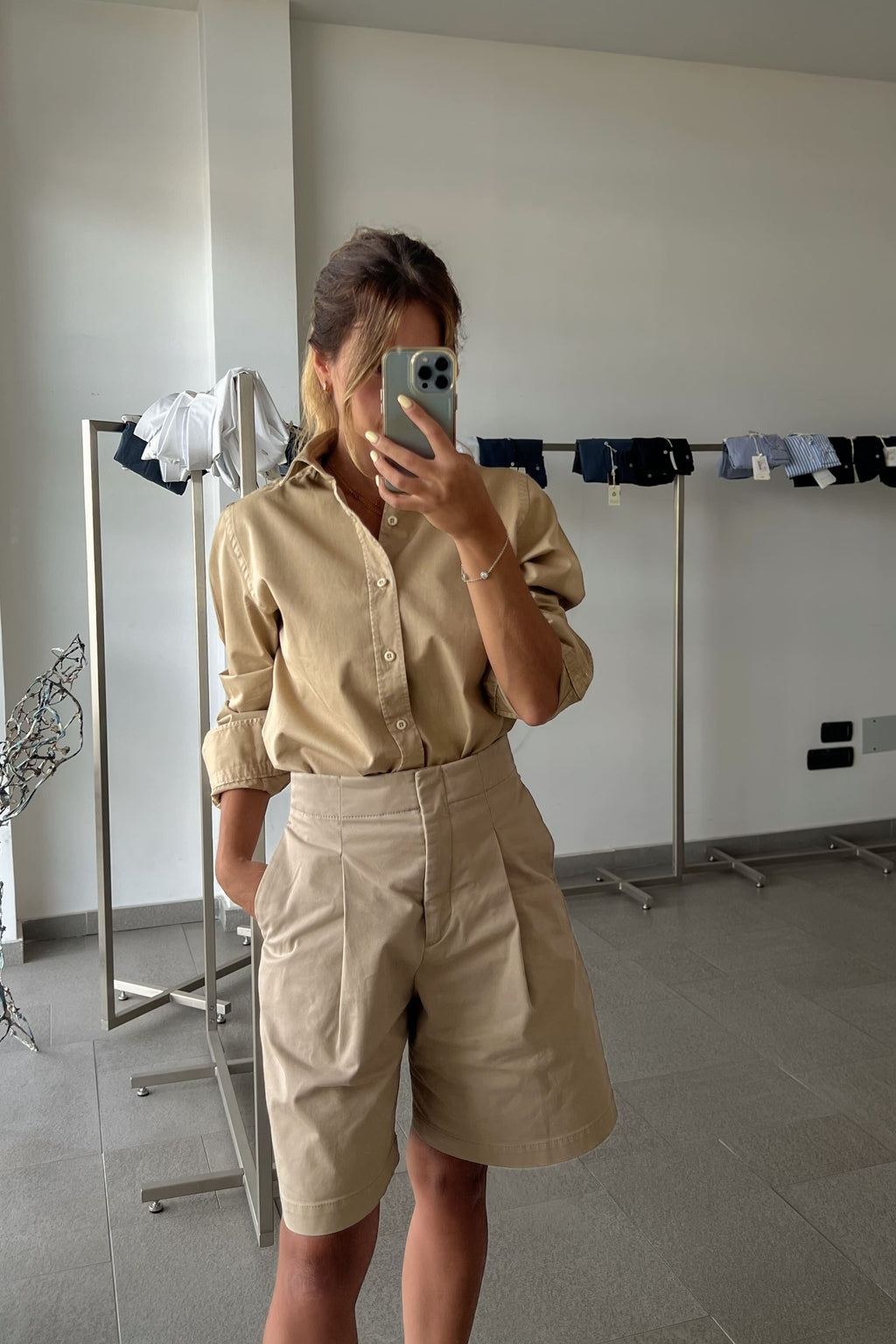 camicia da donna in gabardina di cotone made in italy