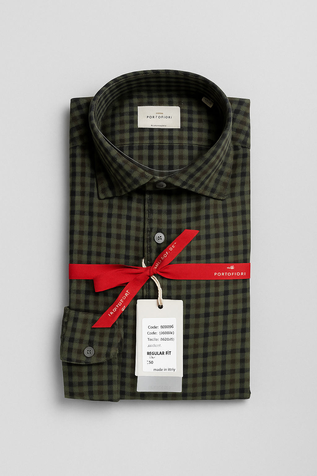 Camicia collo francese flanella fantasia verde