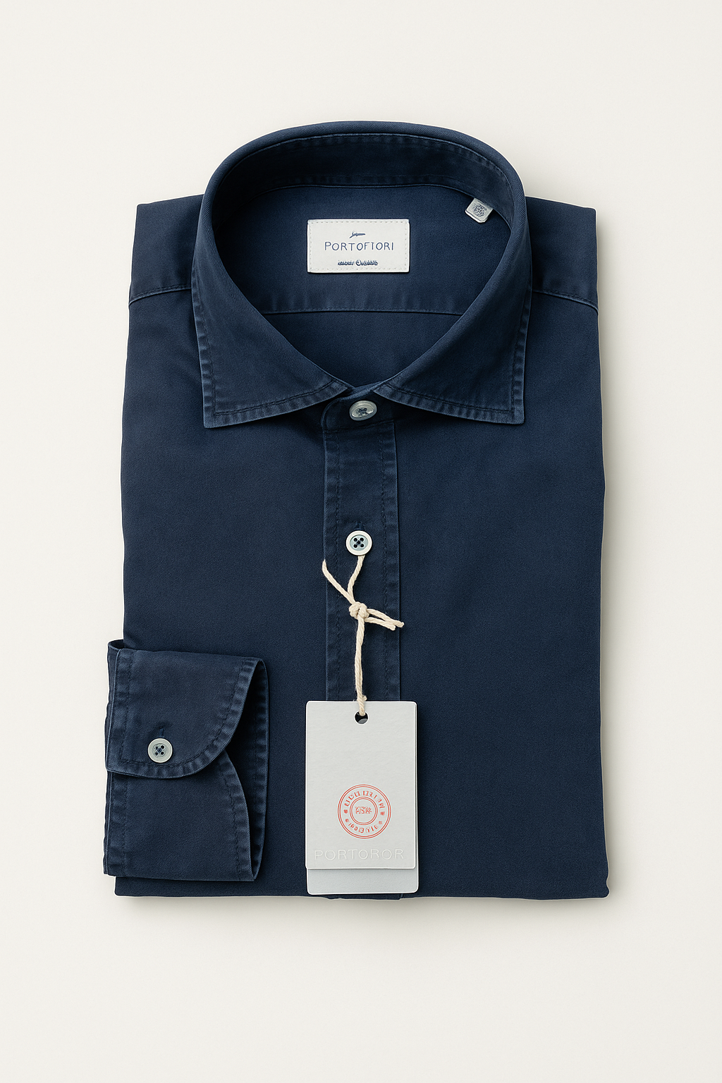 camicia tinta unita gabardina di cotone da uomo made in italy