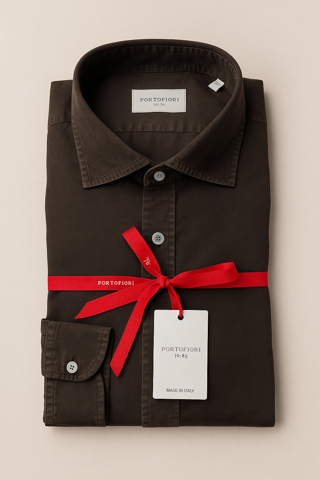 camicia in gabardina di cotone da uomo made in italy