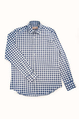 camicia italiana da uomo flanella di cotone quadretto blu