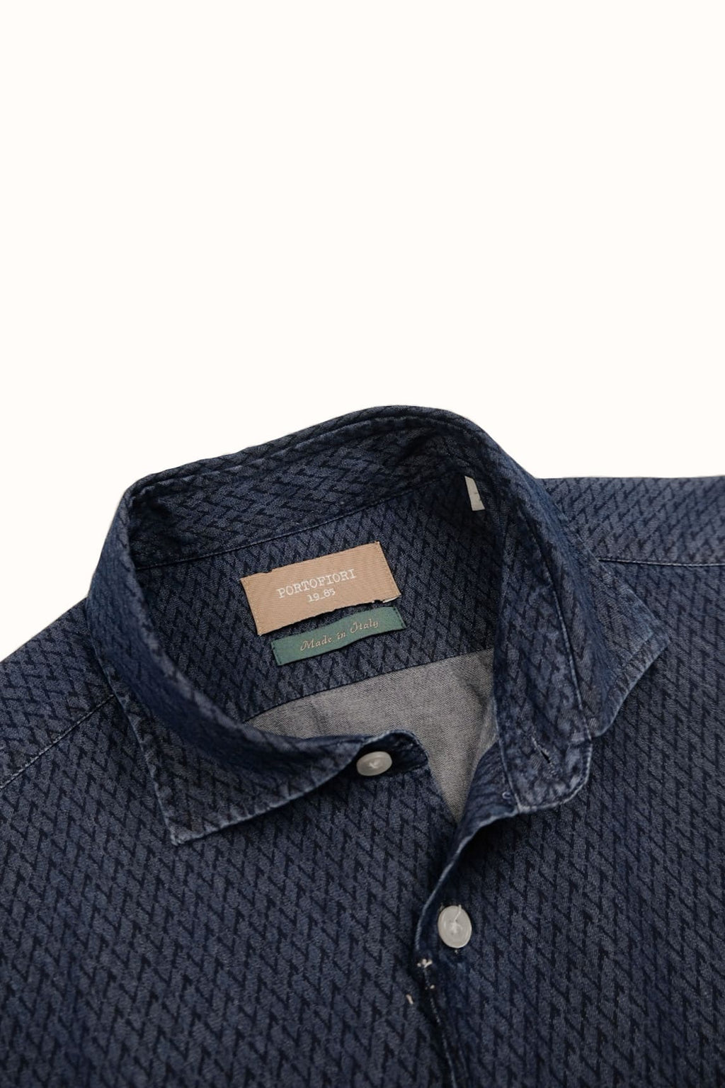 camicia italiana in denim di cotone treccia da uomo made in italy portofiori
