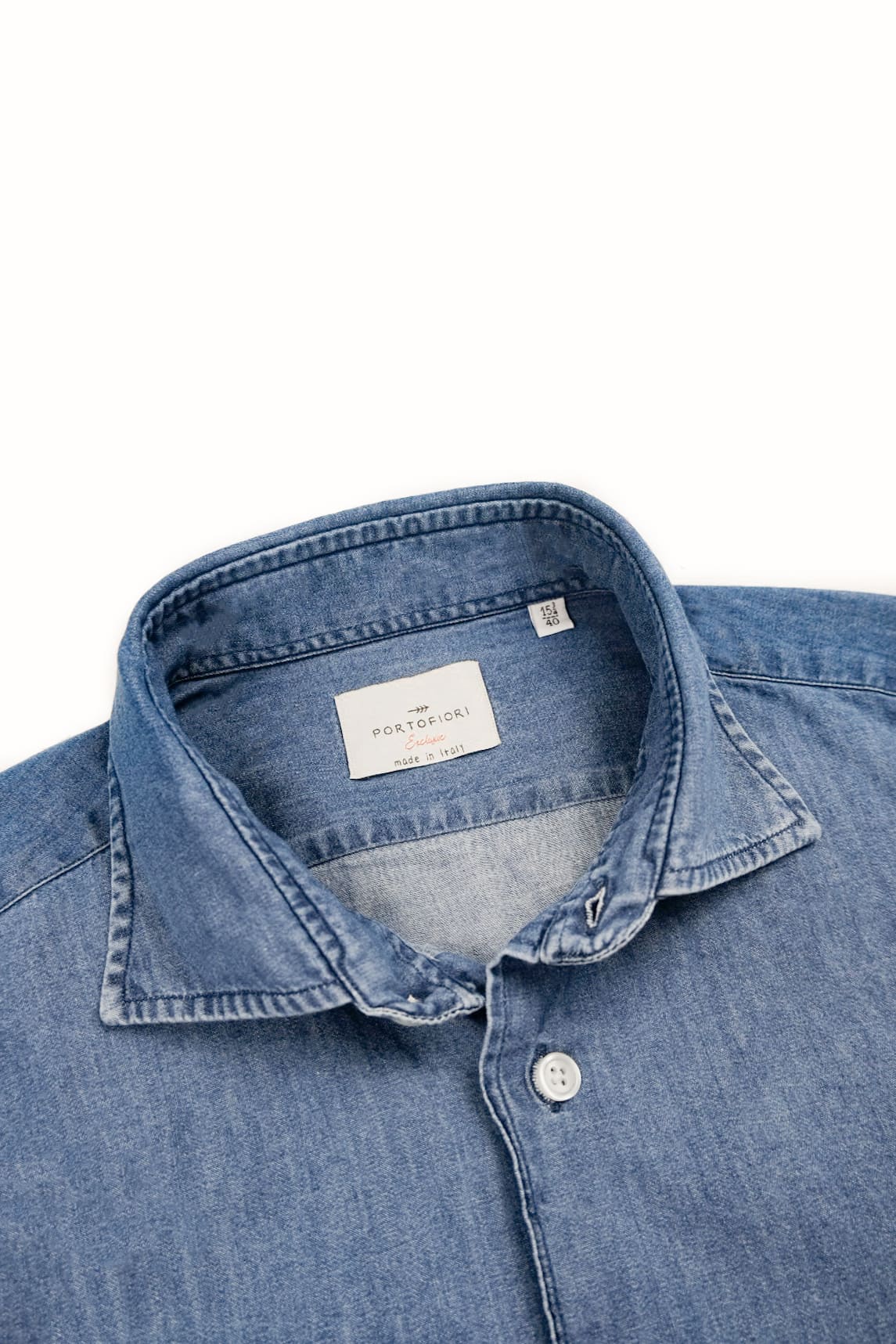 Camicia denim uomo blu 100% cotone made in Italy Portofiori, perfetta per look casual ed eleganti