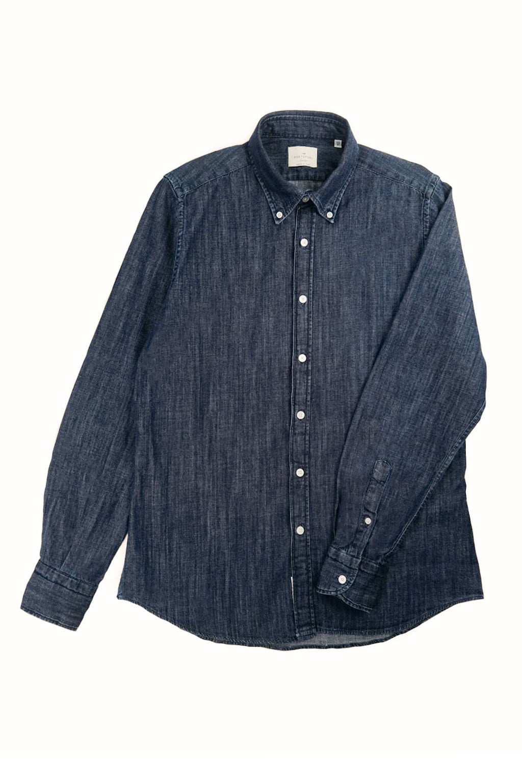 camicia italiana di denim da uomo con collo botton down made in italy
