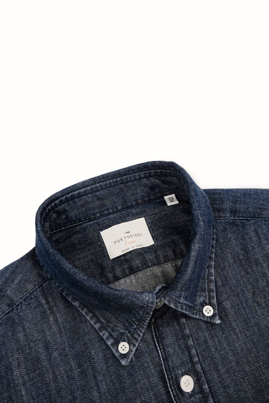 camicia italiana in denim di cotone da uomo made in italy portofiori
