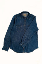 Camicia western uomo in denim grigio 100% cotone made in Italy Portofiori, stile texano moderno