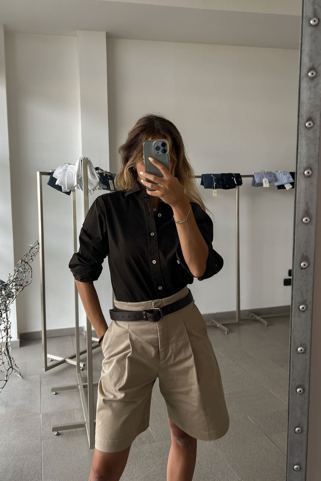 camicia da donna in gabardina di cotone made in italy