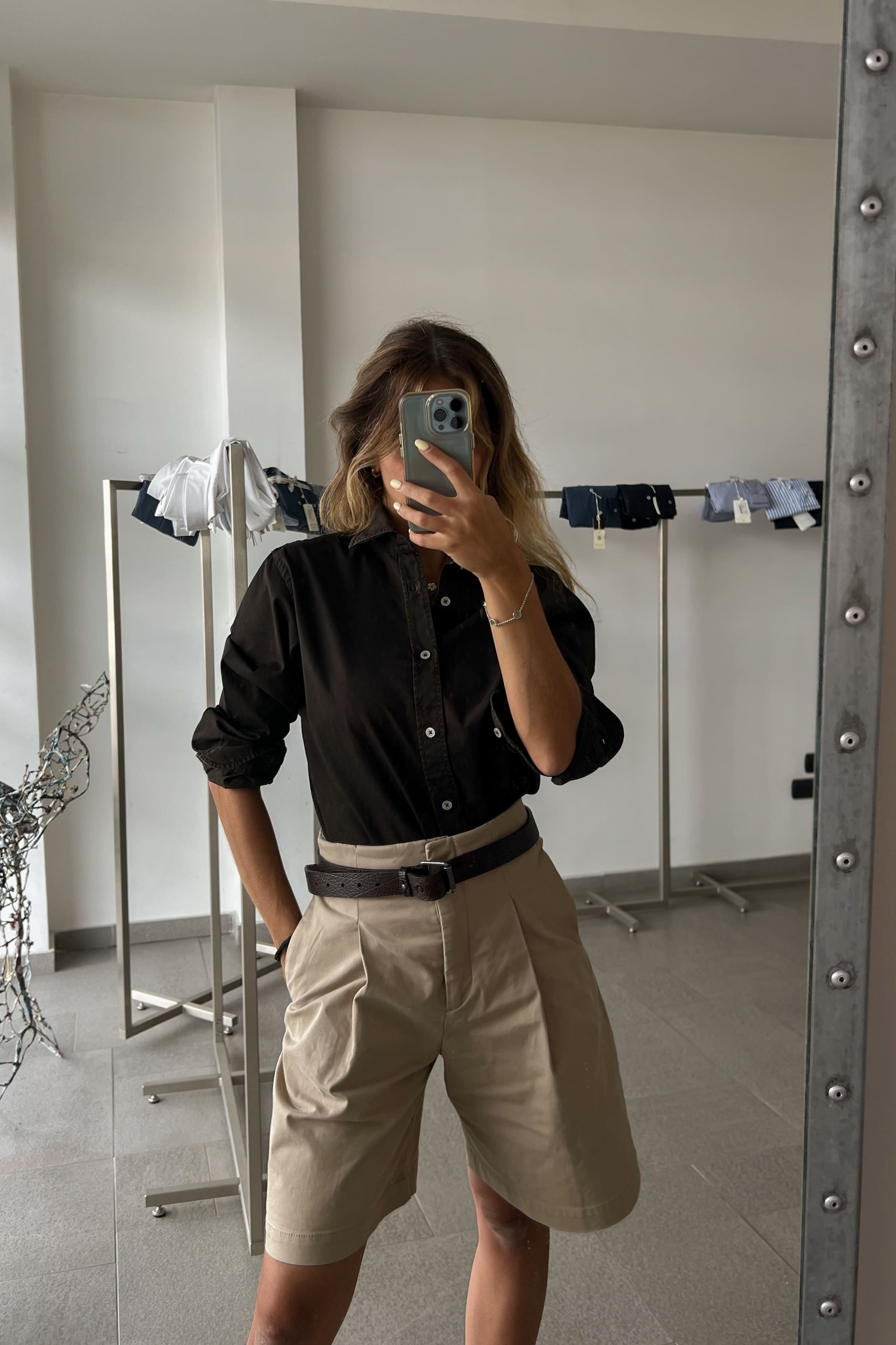 camicia da donna in gabardina di cotone made in italy