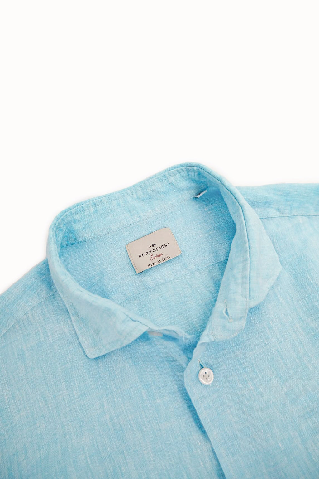 camicia italiana estiva di lino azzurra da uomo made in italy