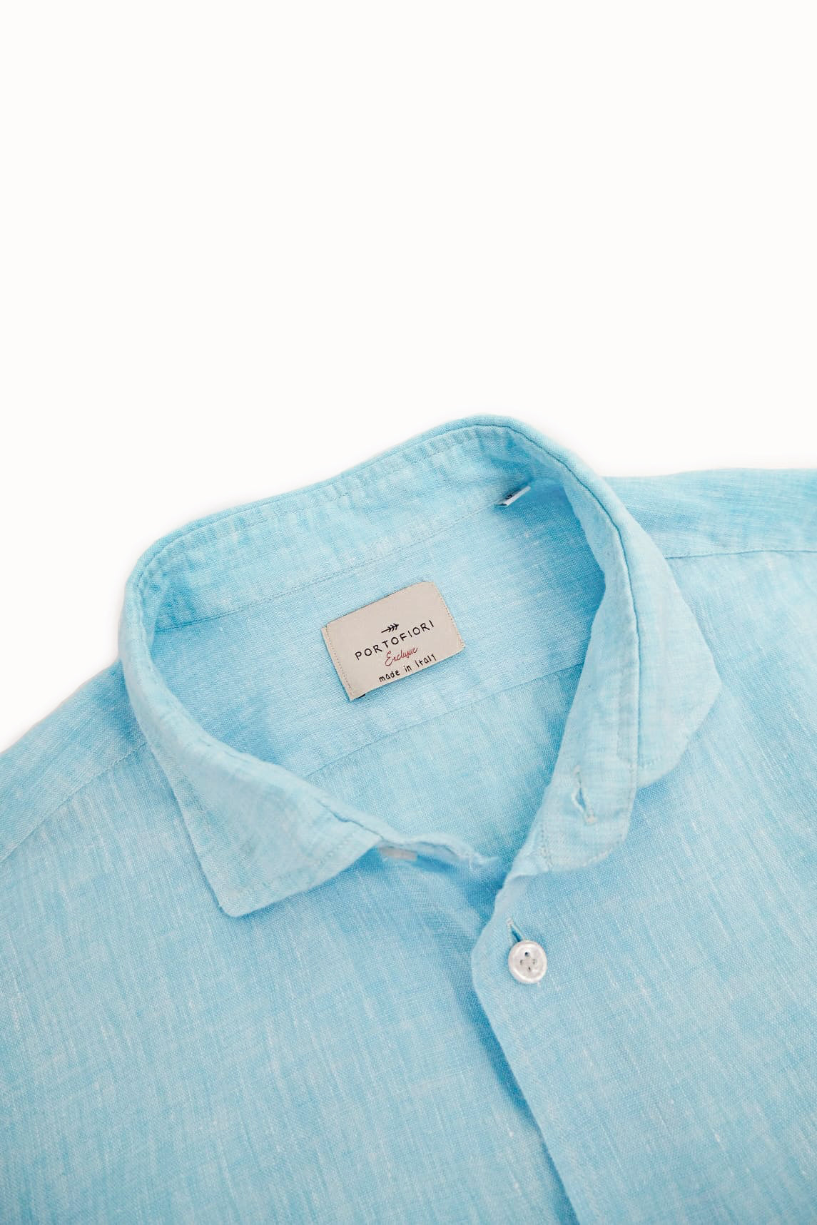 camicia italiana estiva di lino azzurra da uomo made in italy