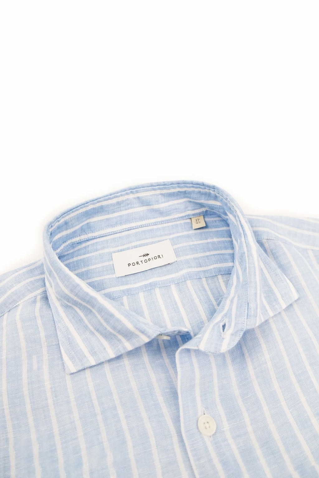 camicia di lino da uomo rigata azzura made in italy