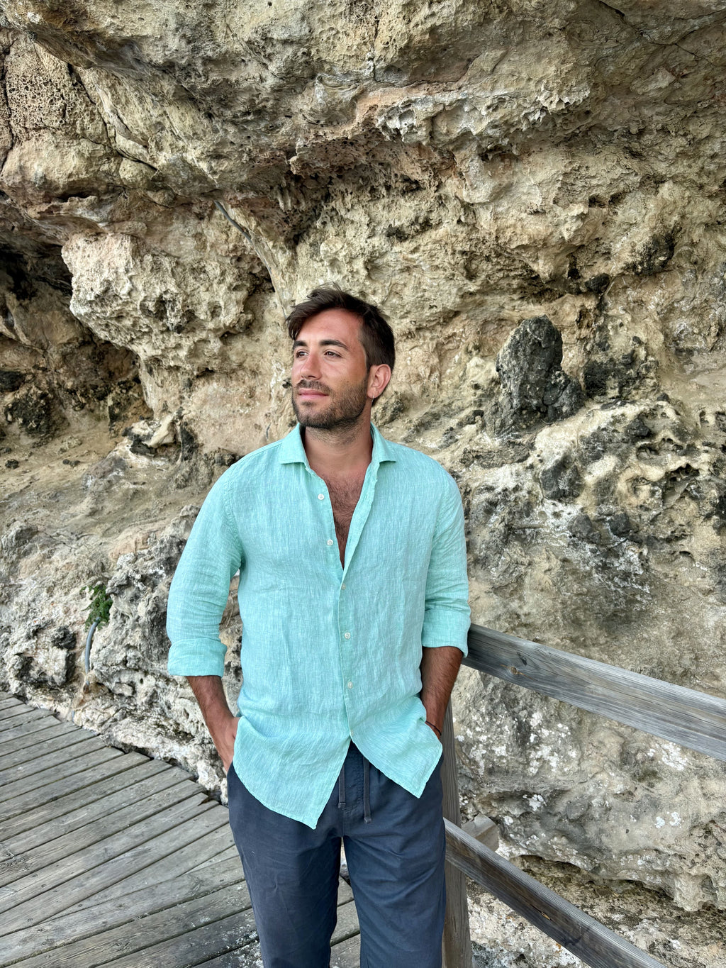 camicia di lino da uomo made in italy
