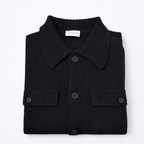 camicia-maglione-nera-lana-uomo-made-in-italy-piegata