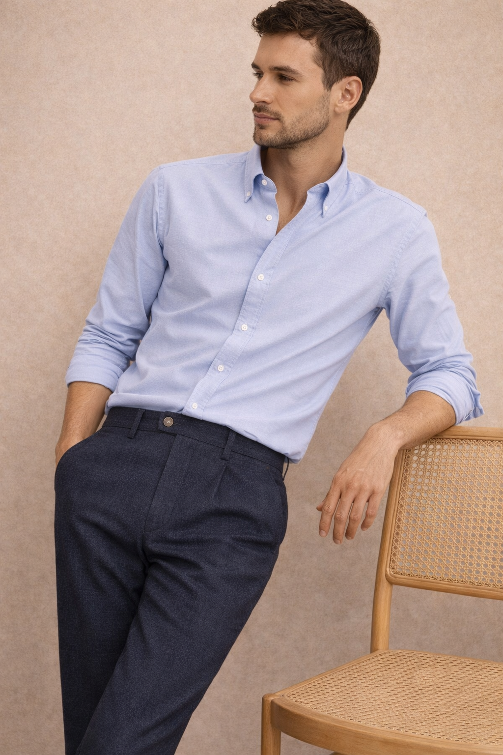 Allthemen Camicia Oxford Uomo Slim Fit – Tinta Unita, Risvolto Classico, Morbida In Poliestere (Nera) - 4