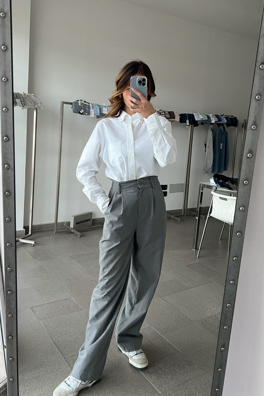 camicia da donna in oxford di cotone made in italy