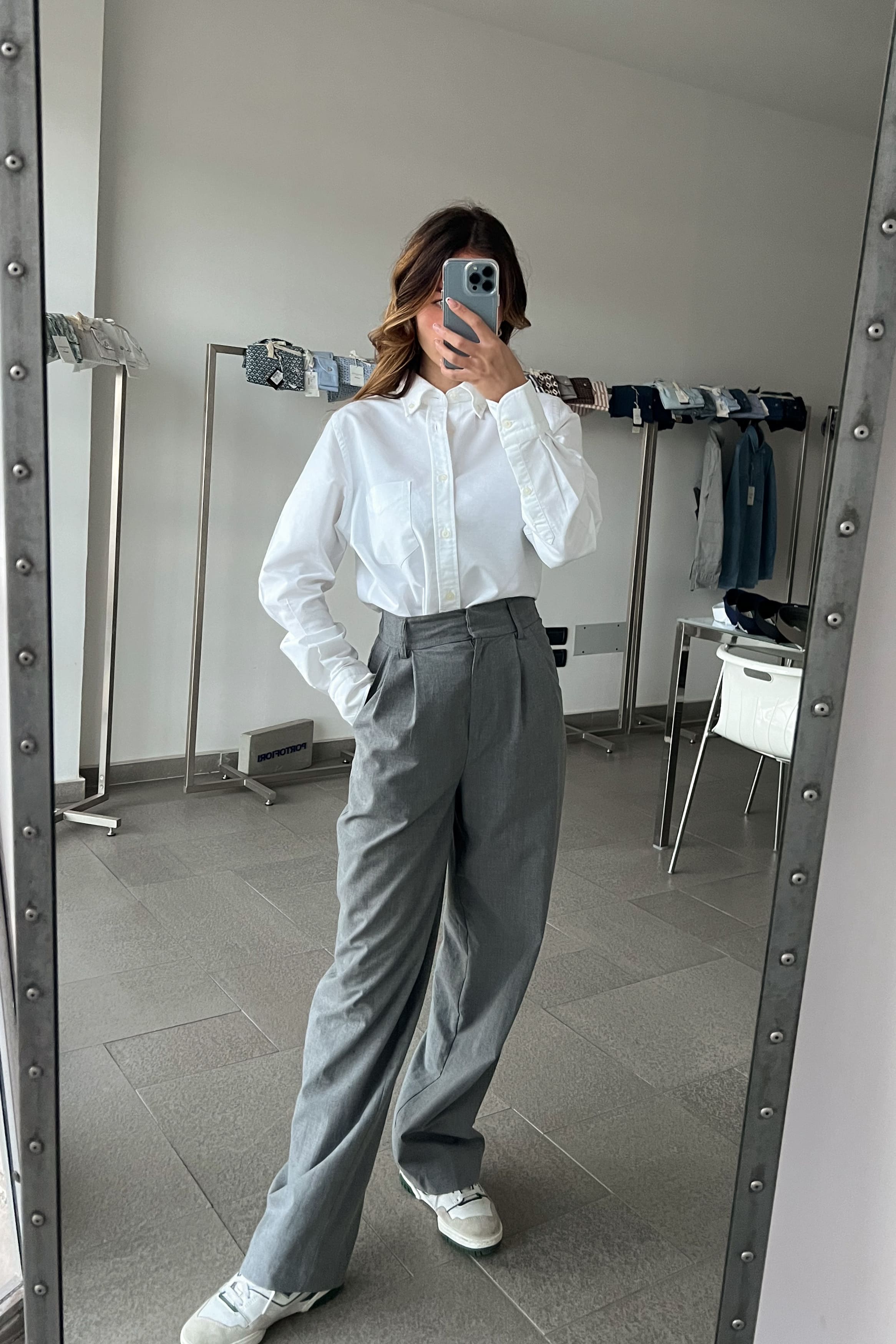 camicia da donna in oxford di cotone made in italy