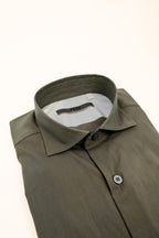 camicia da donna tinta unita popeline verde militare made in italy