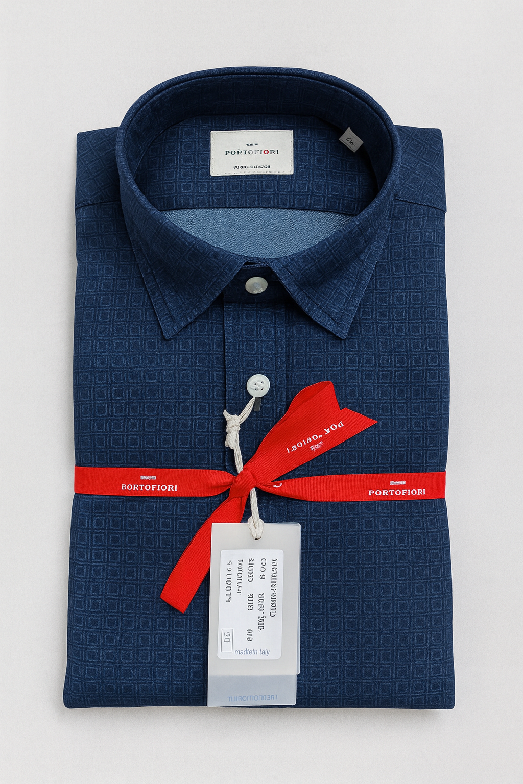 camicia fantasia blu quadro da uomo made in italy