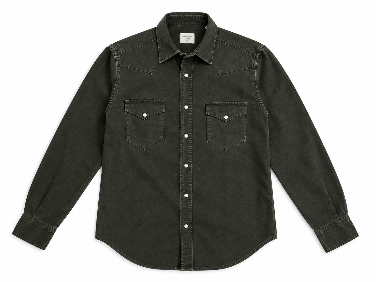 camicia-texana-cotone-verde-davanti